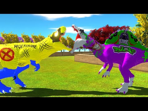 WOLVERINE T REX vs JOKER FLOREST SPEED RUN - Animal Revolt Battle Simulator