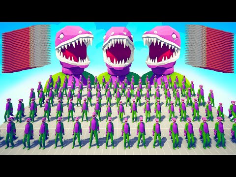 100x INDOMINUS REX + GIANTS vs 5x EVERY GOD - Totally Accurate Battle Simulator TABS