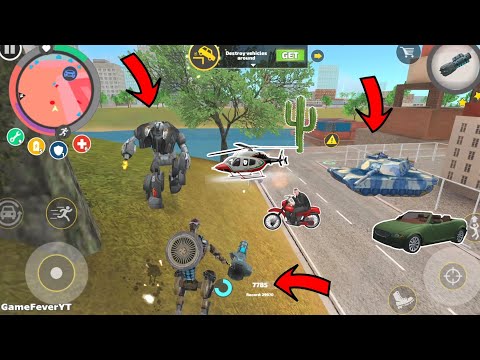 Rope Hero: Vice Town (Robot Bike Fight Car Robot) Bike Robot Hid in Monster Cave - Gameplay HD