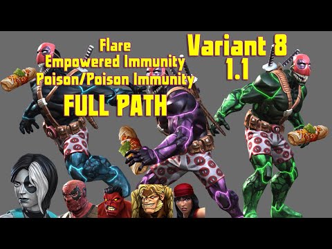 MCOC Variant 8 1.1 Flare + Empowered Immunity + Immunity Full Path w/ Skill Deadpooloid Boss
