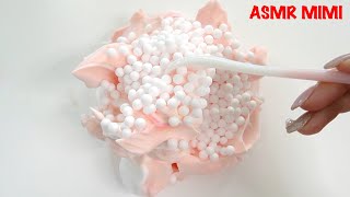 【ASMR】カラーシェービングフォームに発砲ビーズ　集合体注意！　Shaving foam＋Styrofoam