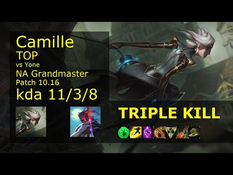 Camille vs Yone Top - NA Grandmaster 11/3/8 Patch 10.16 Gameplay