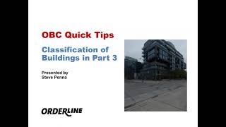 OBC Quick Tips: Classification of Buildings in Part 3