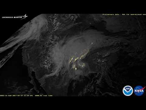 GOES-16 Lightning Imagery from Severe Storms April 28-29, 2017