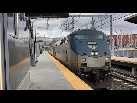 Rare Amtrak Train passes New Pawtucket Station