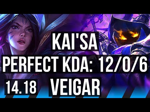 KAI'SA vs VEIGAR (MID) | 12/0/6, 2100+ games, Legendary | EUW Diamond | 14.18