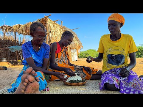 Delicious African Village Breakfast | Pumpkin Leaves & Corn Meal” 🌿🌽✨