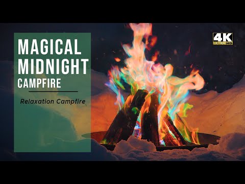 🔥 MAGICAL Midnight Campfire in 4K | Crackling Colored Flames for Stress Relief & Cozy Relaxation