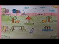 Park Scenery Step by Step Drawing | How to draw park playground scene