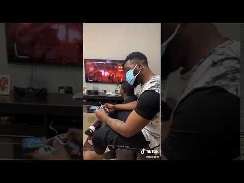 Slap Dee flexing indoors under quarantine