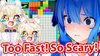 Suisei DESTROYS FUWAMOCO in a lightning speed in Tetris 【Hololive】