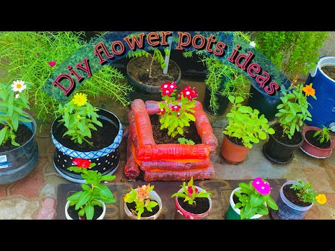 Diy waste materials recycling flower pots ideas/ zero cost flower pots ideas/simple garden ideas