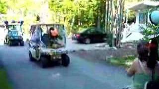 preview picture of video 'purple road golf cart parade --Point Sebago, Maine'