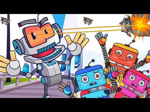 🤖 Three Little Robots vs. the Giant Robot! | Gadget Village Adventure | Rusty's World