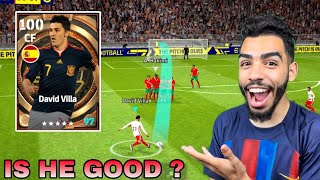 DAVID VILLA 100 RATED GAMEPLAY REVIEW 🔥 IS HE GOOD ENOUGH ? eFootball mobile