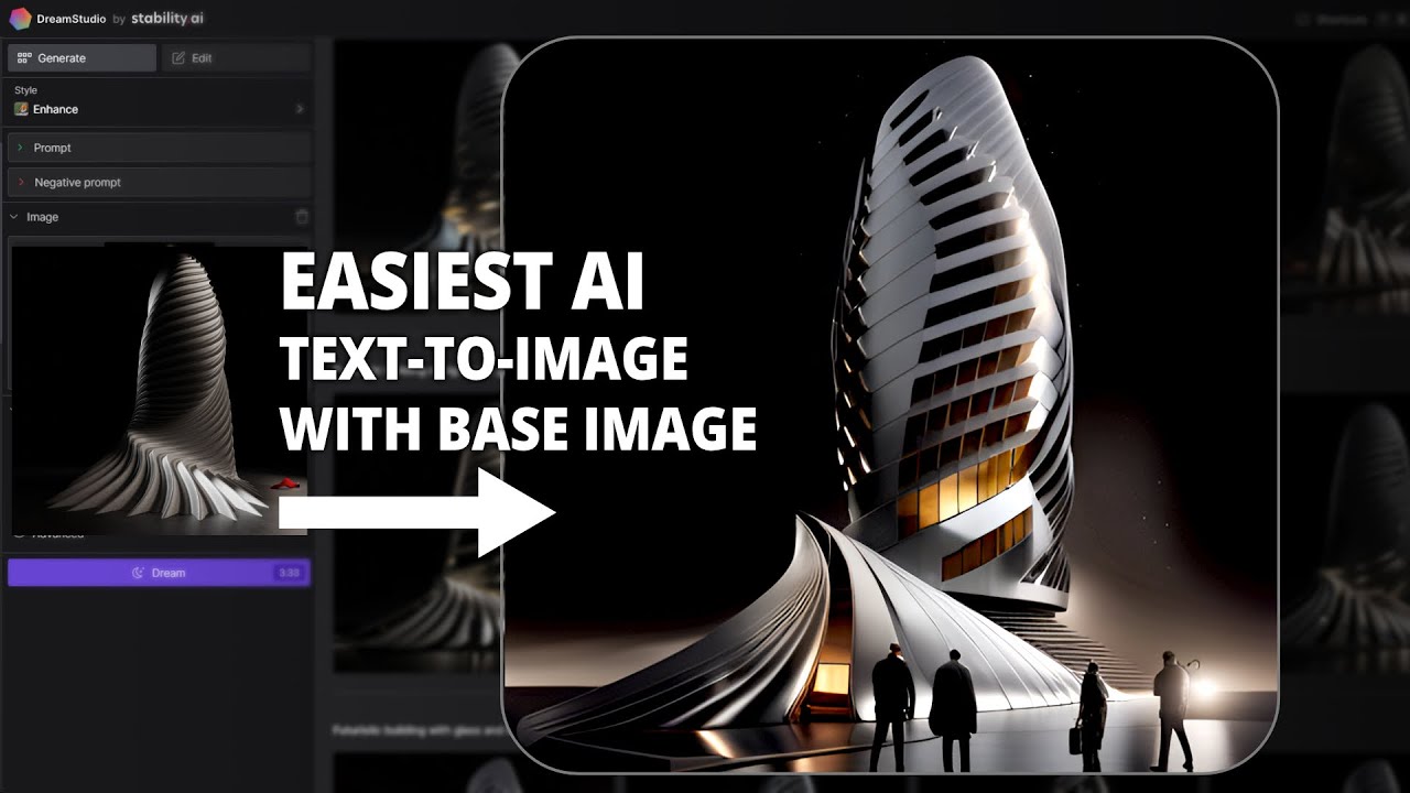 Easiest way to use a base image for AI prompts for architecture and design with dreamstudio.ai