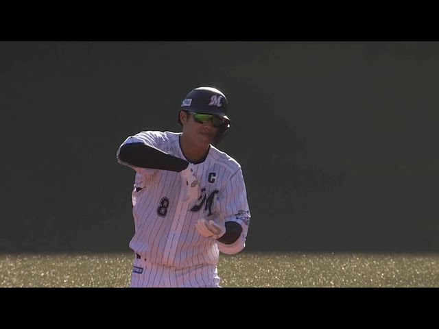 【3回裏】好調!! マリーンズ・キャプテン中村奨吾の2点タイムリー2ベースヒット!! 2021年10月23日 千葉ロッテマリーンズ 対 北海道日本ハムファイターズ