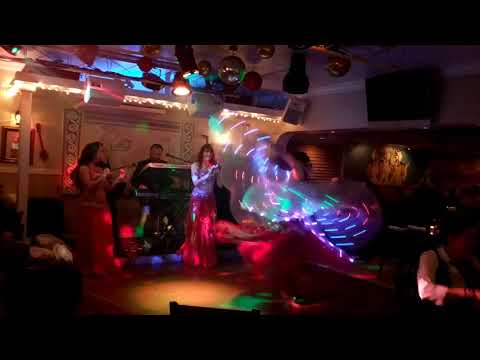 SDBDC belly dance - first show, Rachel LED Isis Wings - 2018-01-20