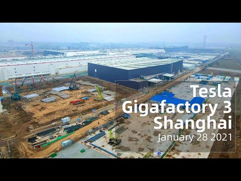 (January 28 2021)  Tesla Gigafactory 3 Shanghai 4K Video