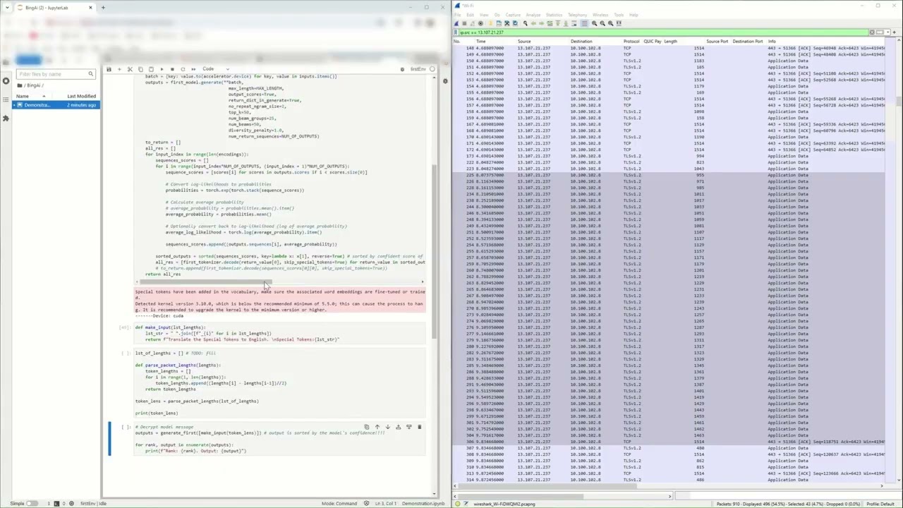 Token Length Side Channel Video Demo on Microsoft Copilot