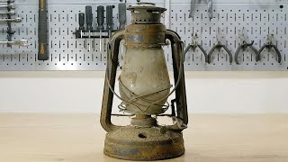 RESTORATION of a rusty and old KEROSENE lamp. AMAZING restoration.