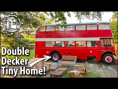 1950s Restored Double Decker Bus becomes stunning Tiny Home