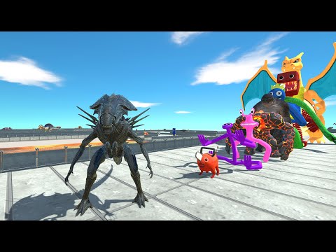 Xenomorph vs Charizard LAVA DEATH RUN - Animal Revolt Battle Simulator