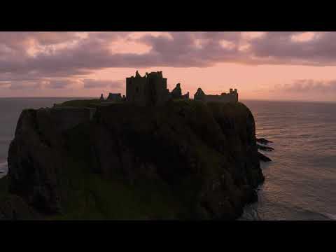 Dunnottar Castle sunrise 4K Drone footage