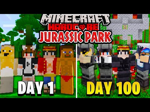 We Survived 100 Days In Hardcore Minecraft in Jurassic Park - ( Squads Modded Minecraft )