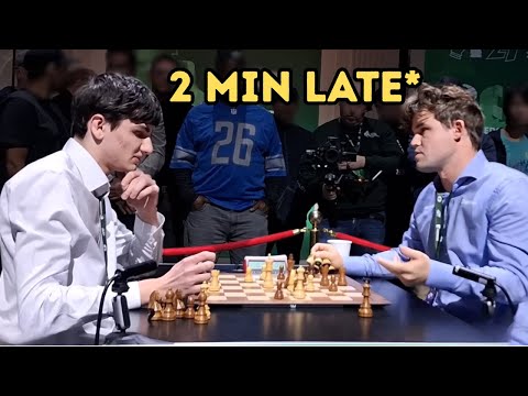 Magnus Carlsen arrives 2 minutes late and Casually plays the game against Daniel Dardha