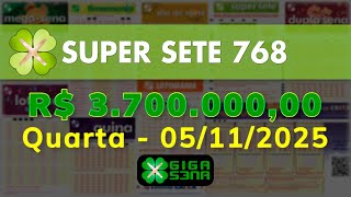 Resultado da Super Sete 768, Quarta-feira, 05/11/2025