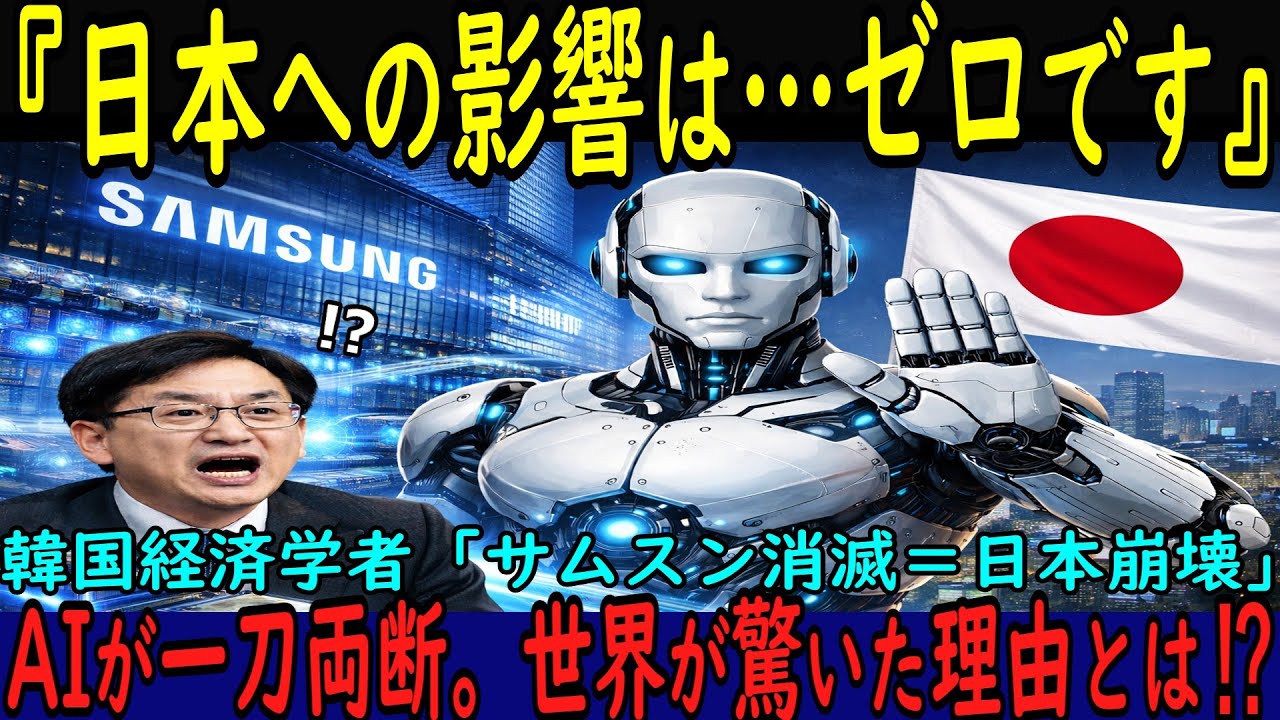【海外の反応】AI「日本への影響は0」韓国経済学者「サムスン消滅で日本崩壊」→ AIが完全否定、その理由に衝撃