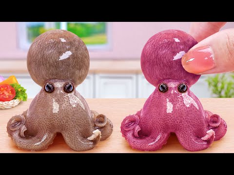 Best Of Seafood 🤗 How To Make Miniature Korean Octopus Stir Fried Recipe 💘 Tina Mini Cooking