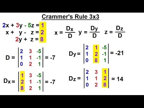 PreCalculus - Matrices & Matrix Applications (33 of 33) Using Cramer's Rule to Find x=? y=? z=?