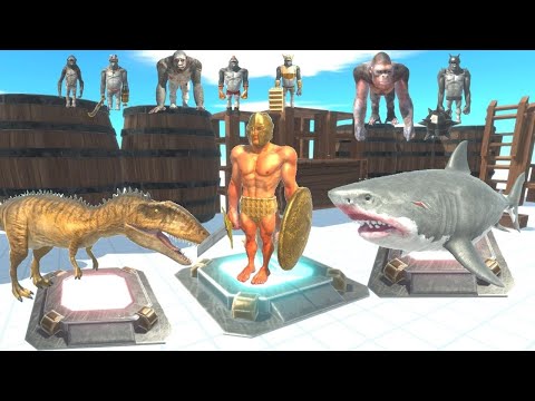 HOW MANY MEGALODON, ACHILLES AND CARCHARODONTOSAURUS AGAINST PRIMATES  -  GENERATOR - ARBS