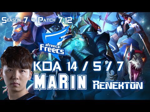 AFs MaRin RENEKTON vs GANGPLANK Top - Patch 7.12 KR Ranked