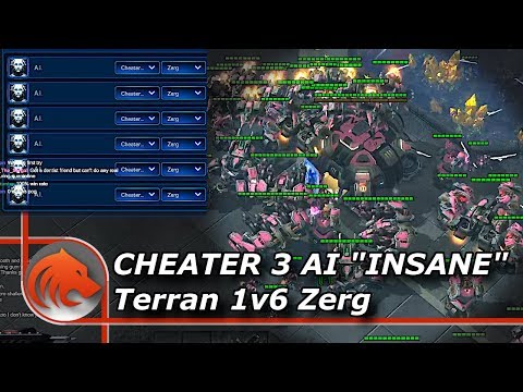 StarCraft 2: Terran 1 vs 6 Zerg Cheater 3 INSANE AI !!!