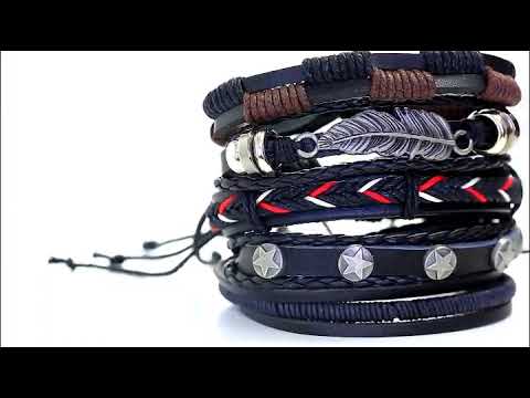 Multicolor Male Leather Beads Black Blue Brown Multi Stand Bracelet For Men, 10 Gram
