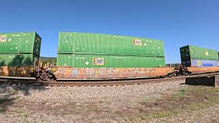 Norfolk Southern 29A with empty well cars & stacks & racks South in Rockwood Tennessee