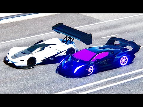 SRT Tomahawk GTR vs Lamborghini Veneno GTR Concept at Drag Race 20 KM