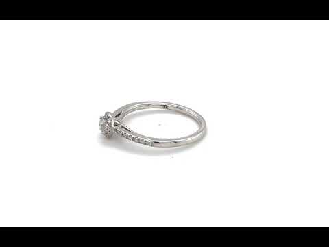 9ct White Gold Diamond Cluster Ring and Diamond Shoulders .26ct - 01050034 | Johnsons Jewellers