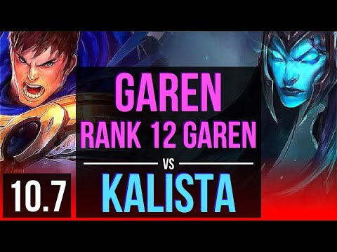 GAREN vs KALISTA (TOP) | Rank 12 Garen, 3 early solo kills, 67% winrate | EUW Grandmaster | v10.7