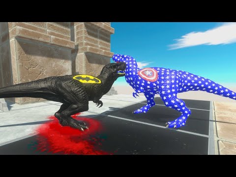 CAPTAIN AMERICA T REX DEATH RUN - Animal Revolt Battle Simulator