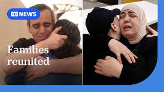 Israeli hostages and Palestinian prisoners reunite with their families | ABC NEWS