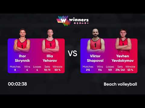 15:10 I. Skrynnik / I. Yehorov - V. Shapoval / Y. Yevdokymov 08.08.2022 | Winners Beach Volleyball