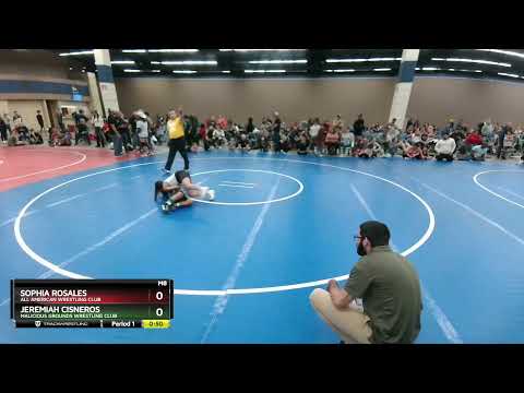 85-90 Lbs Round 2 - Jeremiah Cisneros, Malicious Grounds Wrestling Club Vs Sophia Rosales, All Ame