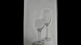 sketch of wine glasses (still life drawing)