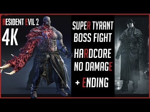 Resident Evil 2 Remake: Super Tyrant Mr. X Boss Fight + Ending (Hardcore, No Damage, 4K/60fps)