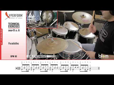Drums technical exercises - Level 2 - Grade 5 - Group B 1 - Batteria (RSL Awards, Rockschool)