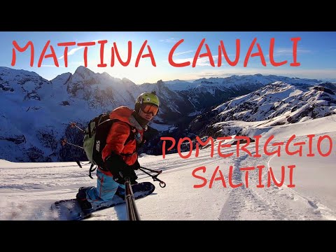 3 Couloirs in one day, 2 First Line of Season Sella Dolomites Steep Extreme Snowboard Ski